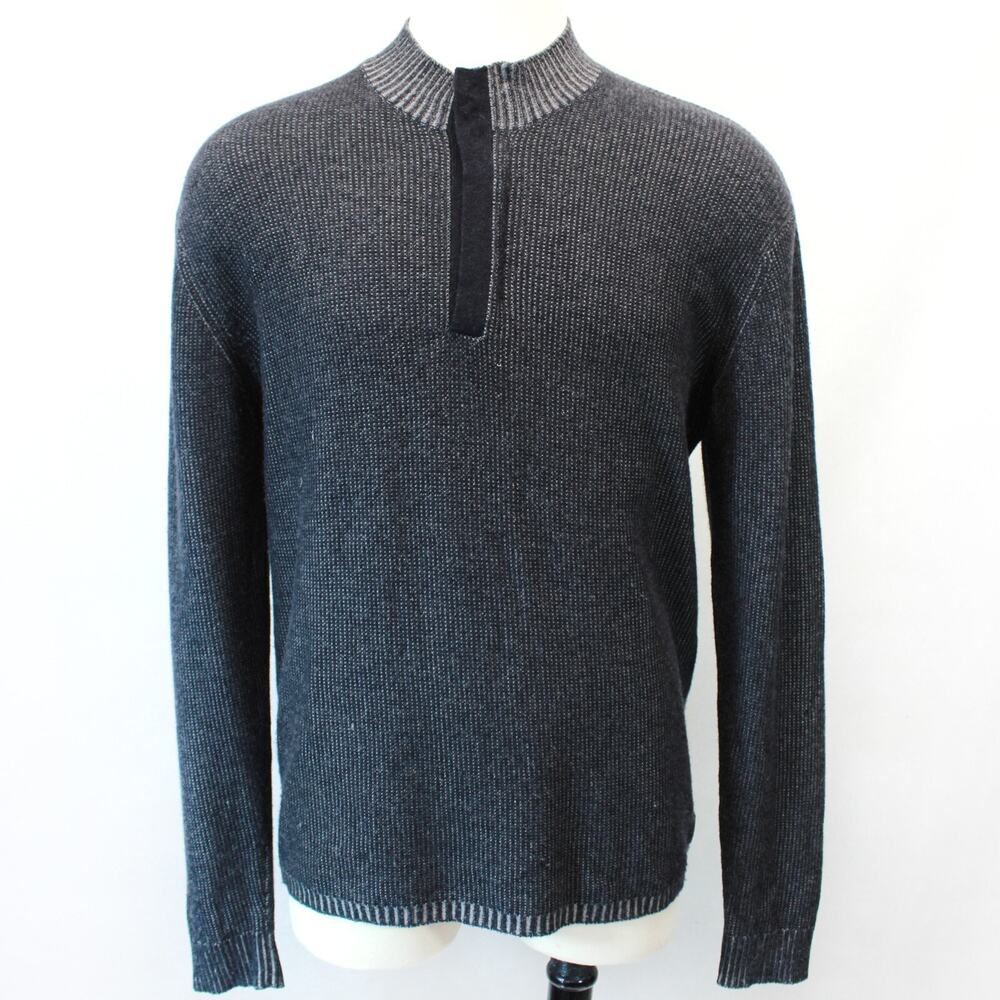Agave Gray Wool/Silk/Cashmere Half Zip Pullover Sweater Large
